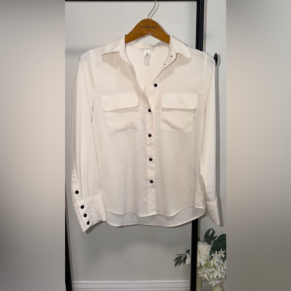 H&M Tops - H&M Cream Button Down Blouse With Black Buttons | XS | Neutral Capsule Wardrobe